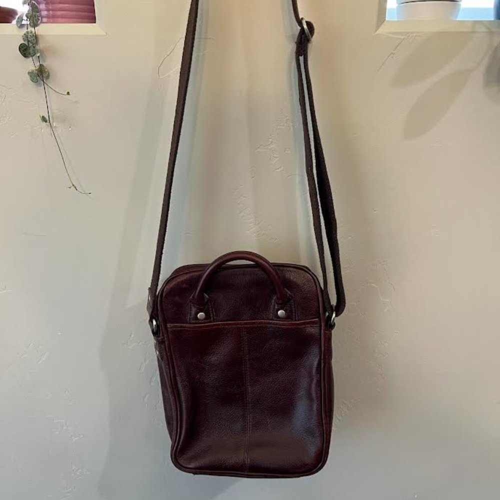 Ellington Leather Burgundy Cross-Body Unisex Satchel